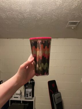 Starbucks Multicolor Wavy Pattern Tumbler with Pink Lid